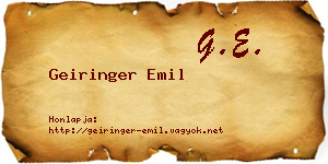 Geiringer Emil névjegykártya